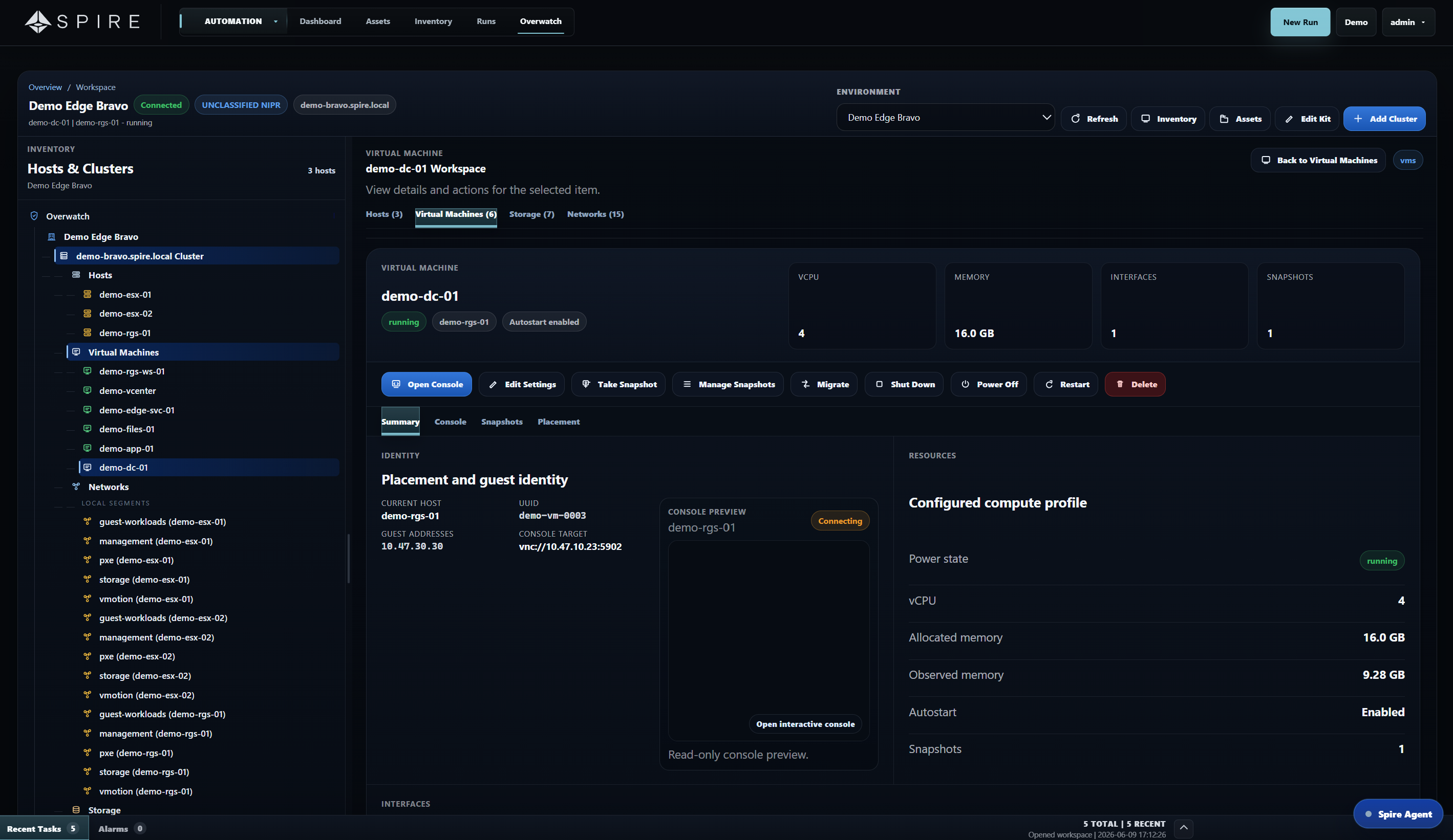 Overwatch KVM cluster management workspace